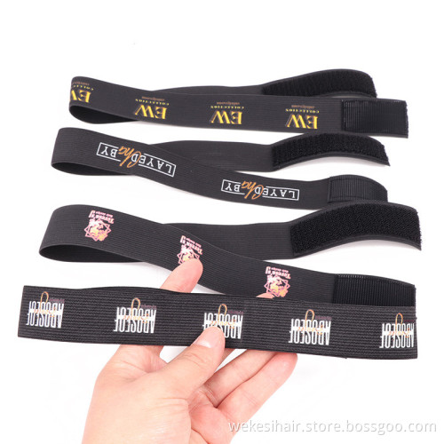 Customized Your Own Logo Or Name Adjustable Edge Elastic Band For Wigs Frontal Wrap Headband Black 2.5 3 3.5Cm Hair Accossories